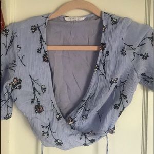 Flowery wrap shirt